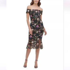 NWT Women's GUESS Floral Lace Trumpet Dress Size 12